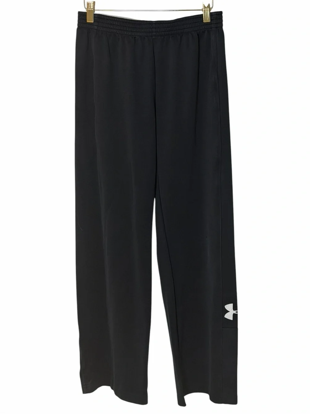 Under Armour Black Performance Track Wide Leg Pants with White Logo- M